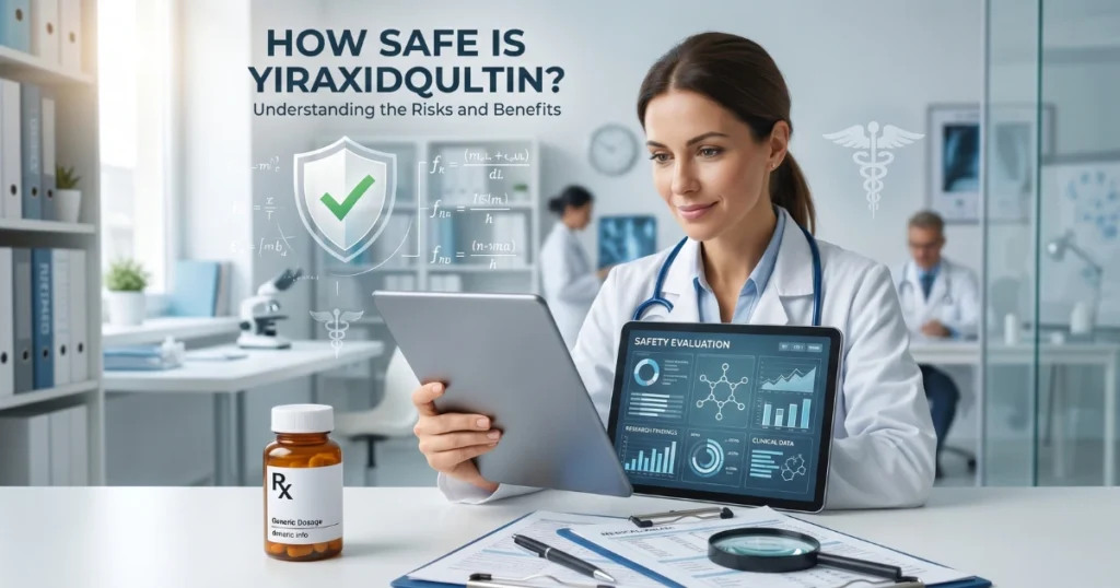 How safe is Yiraxidqultin risks and benefits analysis with doctor reviewing medical safety data